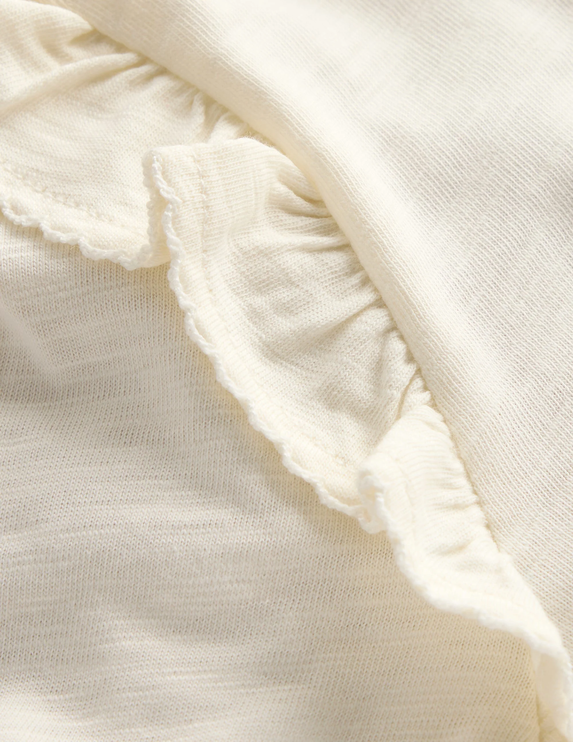 Frill Sleeve Slub Top-Soft Ivory - Image 6