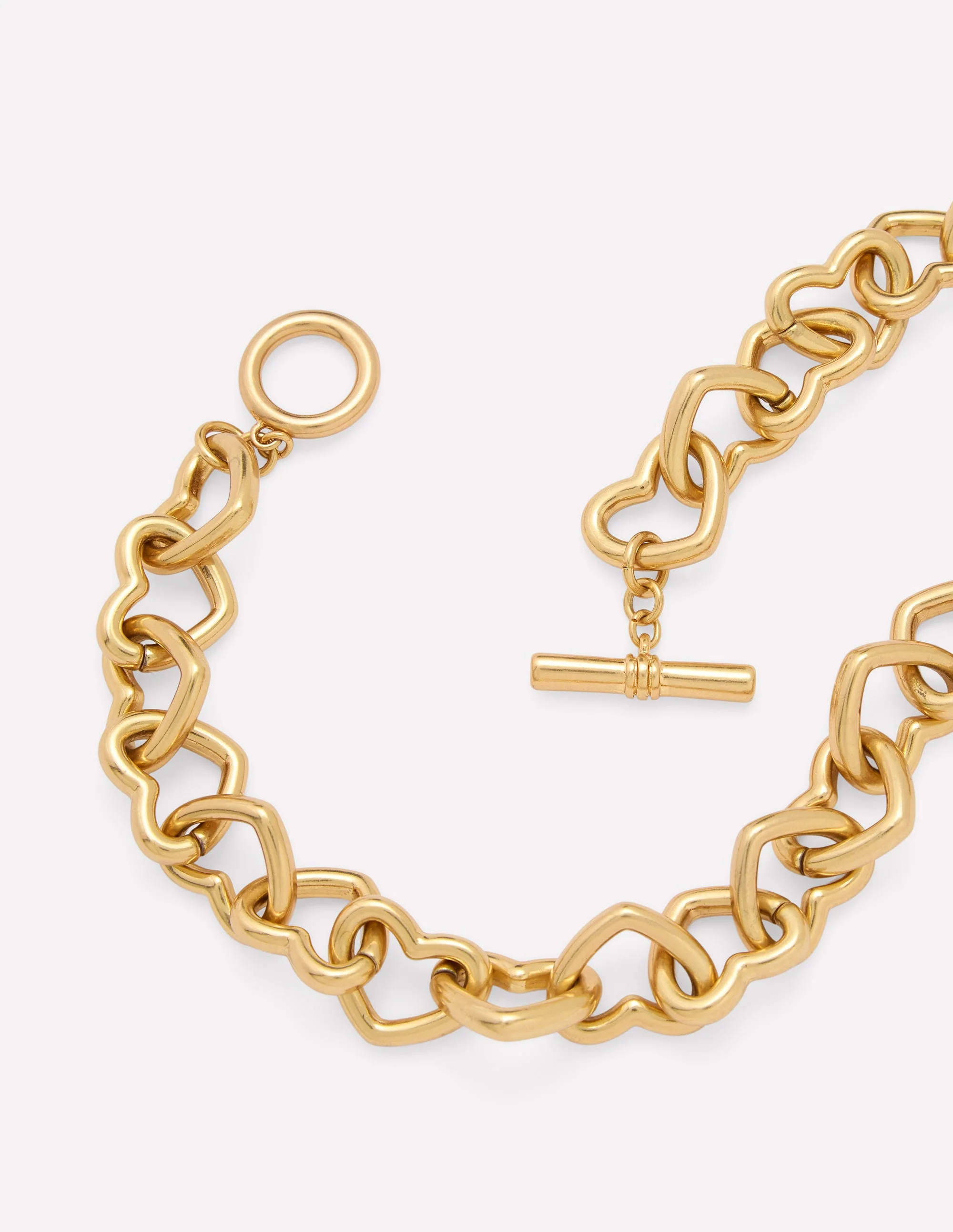 Chunky Heart Chain Necklace-Gold Colour - Image 3