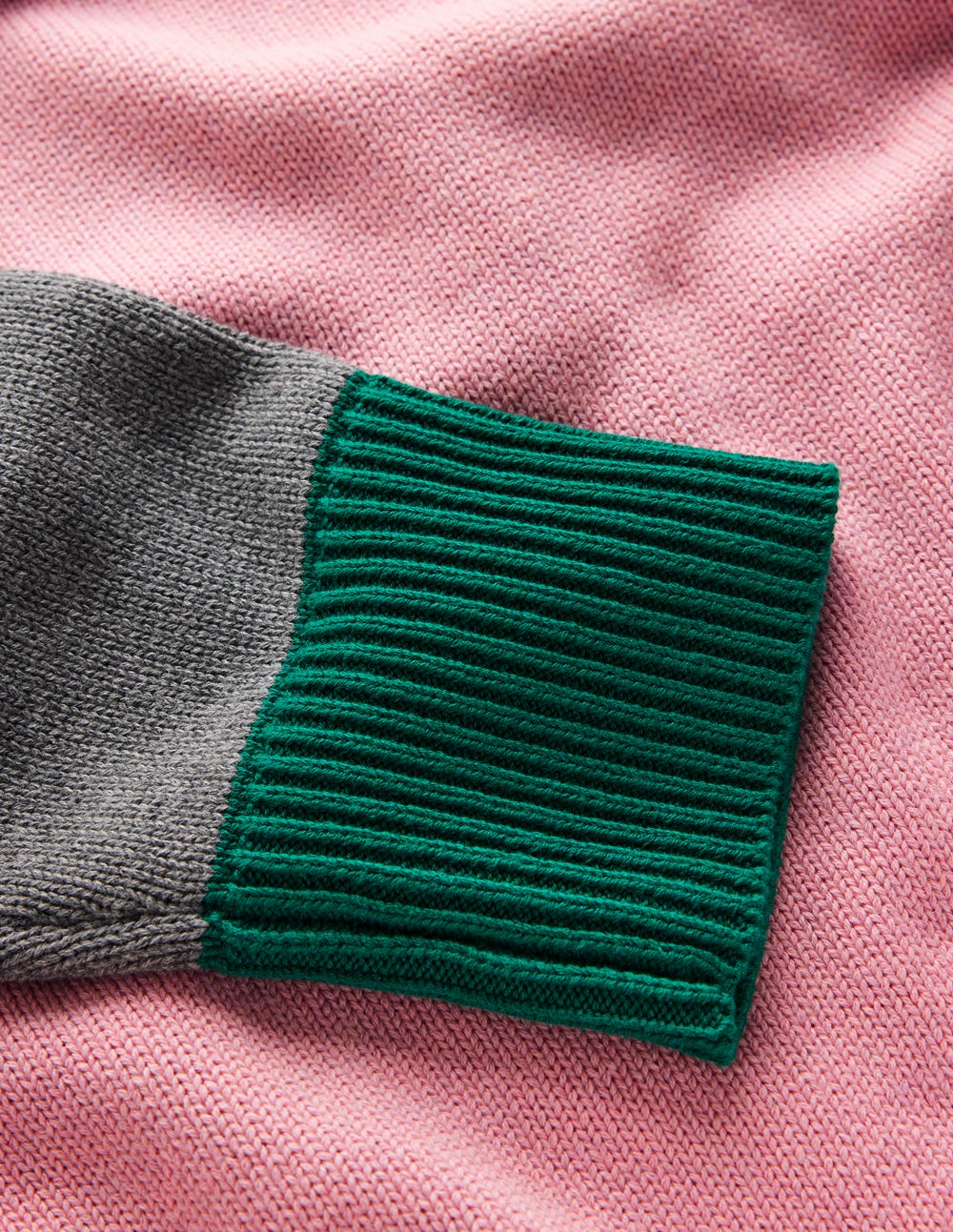 Lucy Relaxed Cotton Jumper-Pink, Grey, Green - Image 6