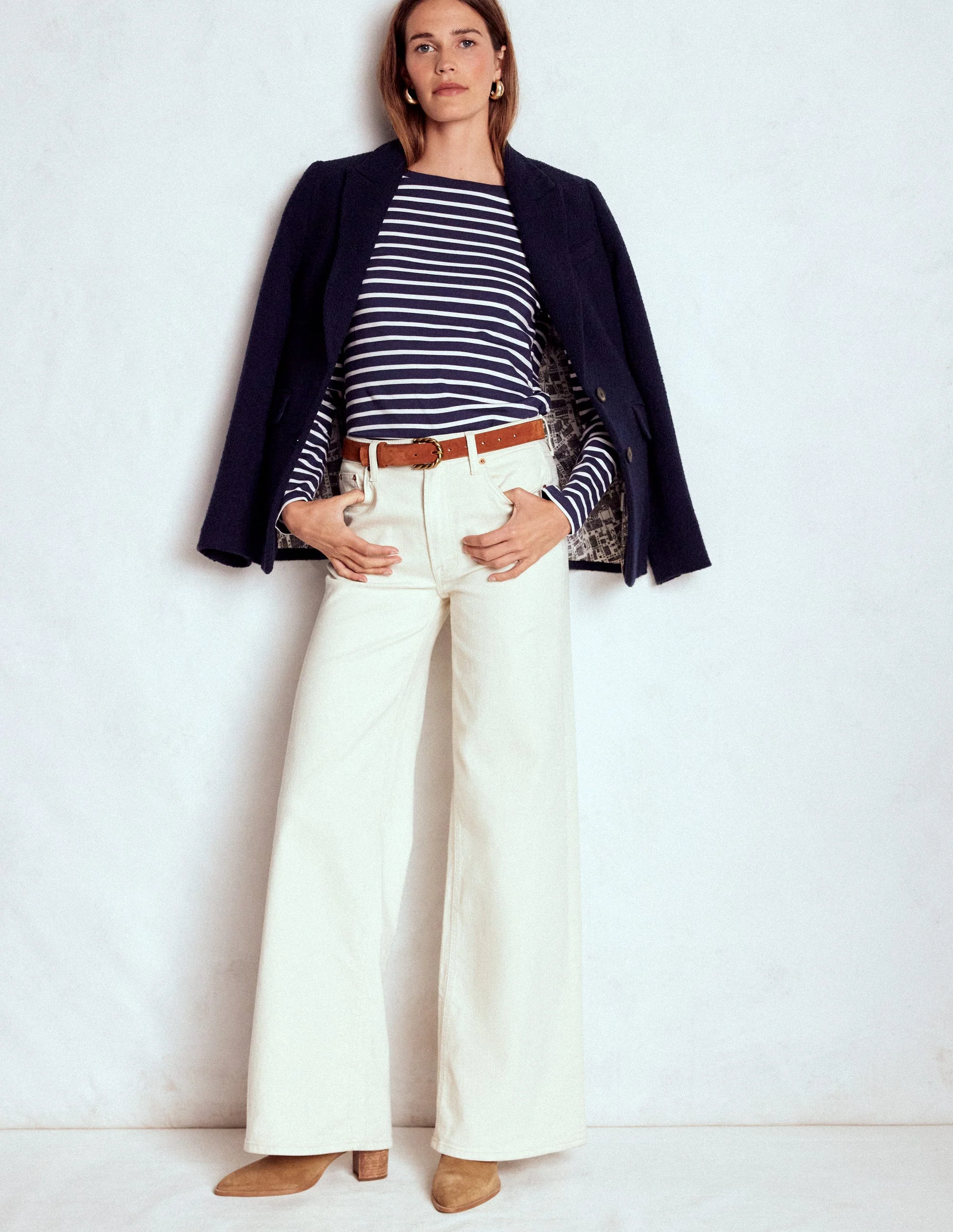 Olivia Long Sleeve Breton-Navy, Ivory - Image 4