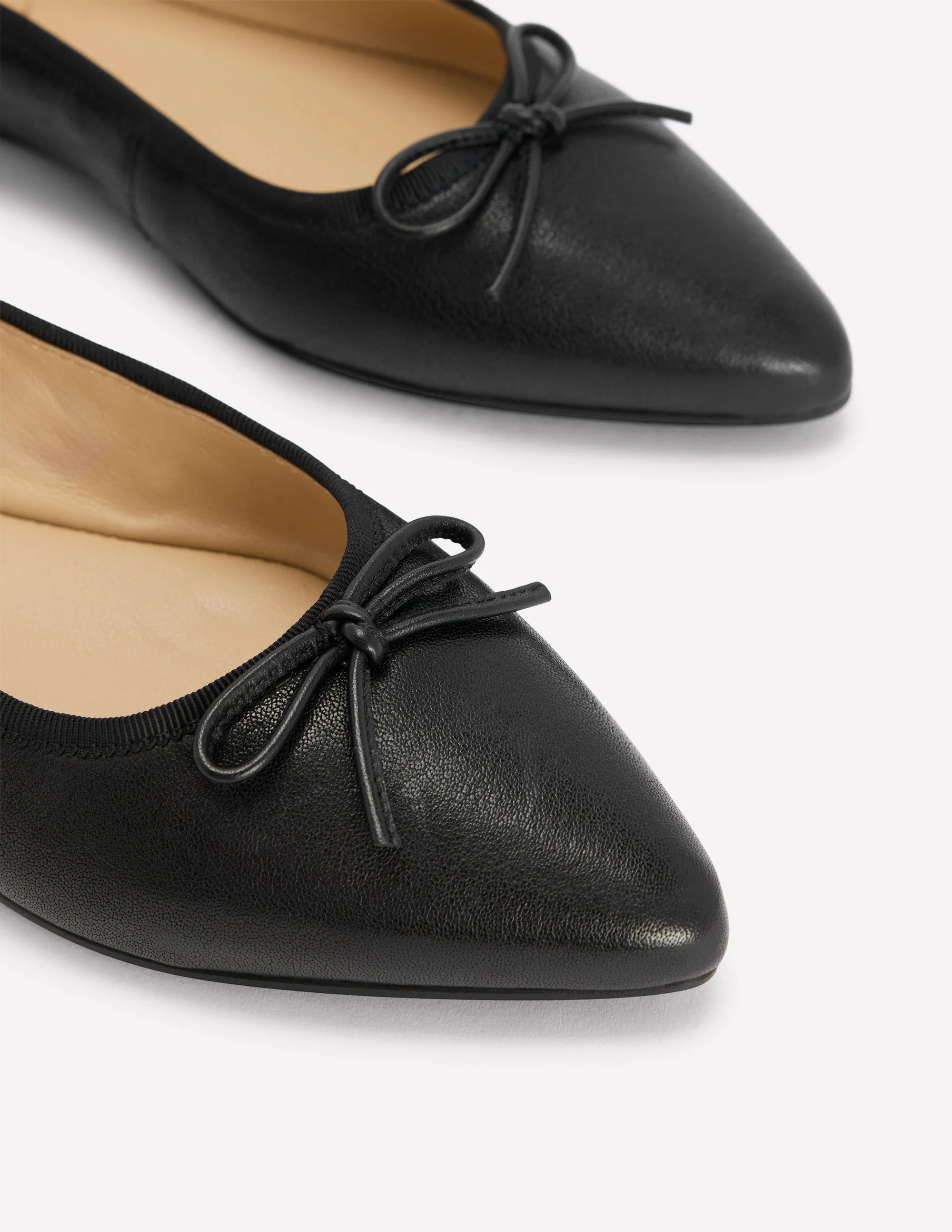 Point Flexi Sole Flats-Black Tumble Leather - Image 4